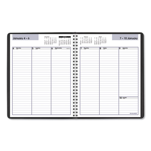 DayMinder Weekly Planner, Vertical-Column Format, 8.75 x 7, Black Cover, 12-Month (Jan to Dec): 2024