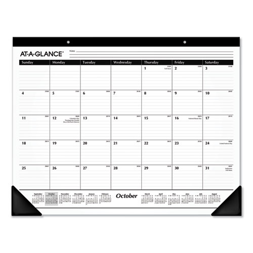Image of Academic Year Ruled Desk Pad, 21.75 x 17, White Sheets, Black Binding, Black Corners, 16-Month (Sept to Dec): 2022 to 2023