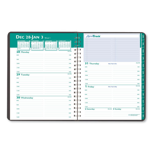 Recycled Express Track Weekly/Monthly Appointment Book, 11 x 8.5, Black, 2022-2022