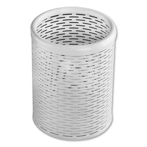 Image of Urban Collection Punched Metal Pencil Cup, 3.5" Diameter x 4.5"h, White