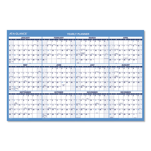 Image of Horizontal Reversible/Erasable Wall Planner, 36 x 24, AY: 12-Month (July-June): 2022-2023, RY: 12-Month (Jan-Dec): 2023