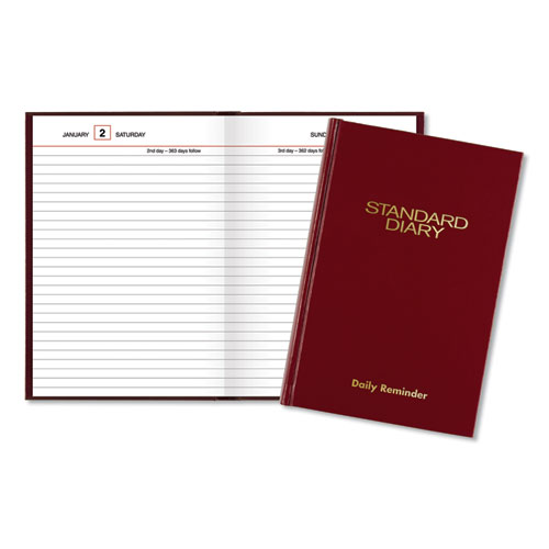 Image of At-A-Glance® Standard Diary Daily Reminder Book, 2024 Edition, Medium/College Rule, Red Cover, (201) 7.5 X 5.13 Sheets