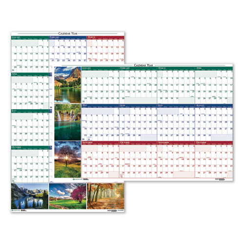 RECYCLED EARTHSCAPES NATURE SCENE REVERSIBLE YEARLY WALL CALENDAR, 18 X 24, 2021