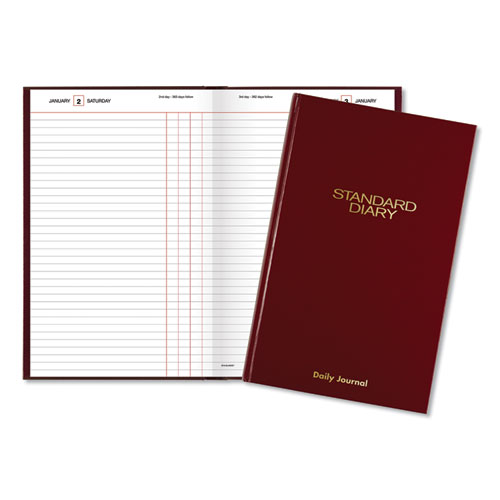 Image of At-A-Glance® Standard Diary Daily Journal, 2024 Edition, Wide/Legal Rule, Red Cover, (210) 12 X 7.75 Sheets