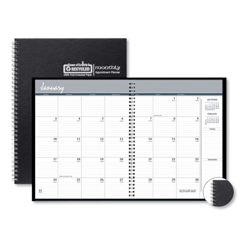 House of Doolittle™ Two-Year Monthly Hard Cover Planner, 11 x 8.5, Black, 2022-2023