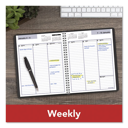 Image of At-A-Glance® Dayminder Weekly Planner, Vertical-Column Format, 8.75 X 7, Black Cover, 12-Month (Jan To Dec): 2024