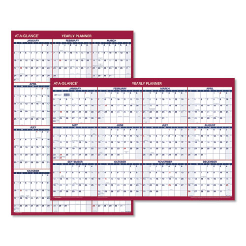 Image of Erasable Vertical/Horizontal Wall Planner, 24 x 36, White/Blue/Red Sheets, 12-Month (Jan to Dec): 2023