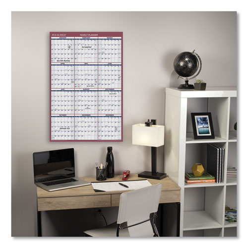 Vertical/Horizontal Wall Calendar, 24 x 36, White/Blue/Red Sheets, 12-Month (Jan to Dec): 2024