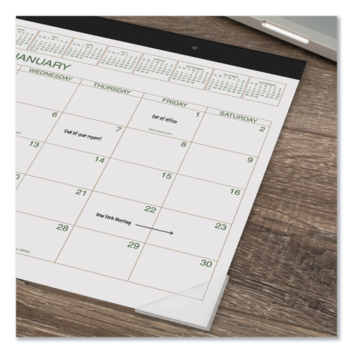 Image of At-A-Glance® Two-Color Desk Pad, 22 X 17, White Sheets, Black Binding, Clear Corners, 12-Month (Jan To Dec): 2024
