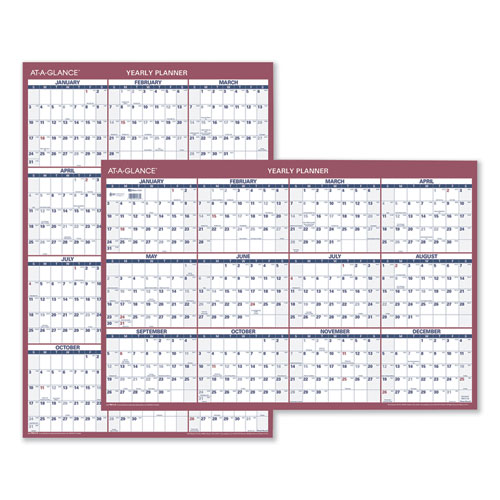Image of Vertical/Horizontal Wall Calendar, 24 x 36, White/Blue/Red Sheets, 12-Month (Jan to Dec): 2023