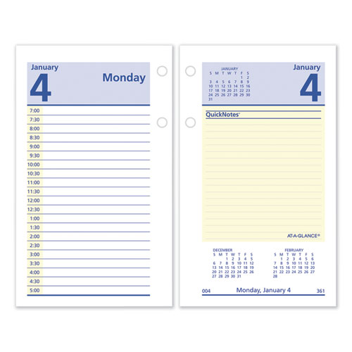 Image of At-A-Glance® Quicknotes Desk Calendar Refill, 3.5 X 6, White/Yellow/Blue Sheets, 12-Month (Jan To Dec): 2024