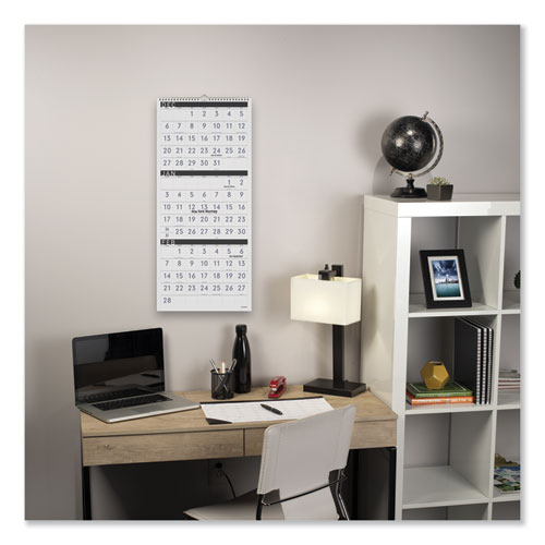 Three-Month Reference Wall Calendar, Contemporary Artwork/Formatting, 12 x 27, White Sheets, 15-Month (Dec-Feb): 2023 to 2025