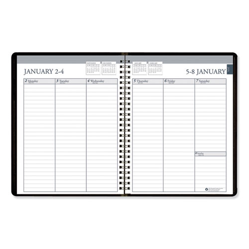 Recycled Weekly Appointment Book, Ruled without Times, 8.75 x 6.88, Black, 2022