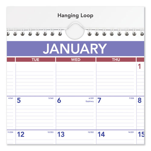Image of At-A-Glance® Monthly Wall Calendar, 15 X 12, White/Red/Blue Sheets, 12-Month (Jan To Dec): 2024