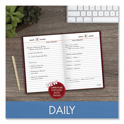 Image of At-A-Glance® Standard Diary Daily Reminder Book, 2024 Edition, Medium/College Rule, Red Cover, (201) 7.5 X 5.13 Sheets