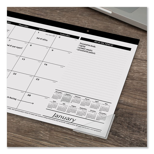 Image of At-A-Glance® Compact Desk Pad, 18 X 11, White Sheets, Black Binding, Clear Corners, 12-Month (Jan To Dec): 2024