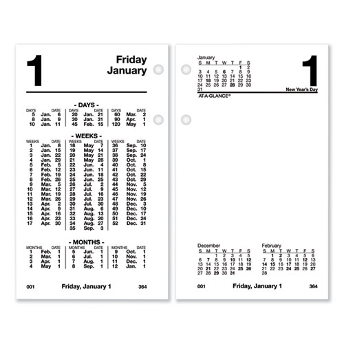 At-A-Glance® Financial Desk Calendar Refill, 3.5 X 6, White Sheets, 12-Month (Jan To Dec): 2024