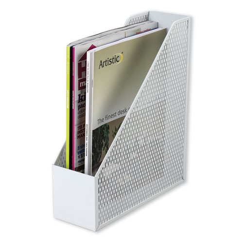 Image of Artistic® Urban Collection Punched Metal Magazine File, 3.5 X 10 X 11.5, White