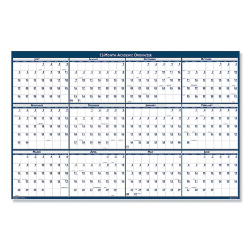 Recycled Poster Style Reversible Academic Yearly Calendar, 24 x 37, 2022-2023