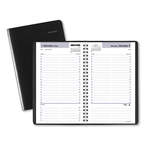 AT-A-GLANCE® Daily Appointment Book with15-Minute Appointments, 8.5 x 5.5, Black, 2022