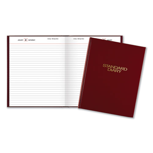 Standard Diary Daily Diary, 2024 Edition, Medium/College Rule, Red Cover, (200) 9.5 x 7.5 Sheets