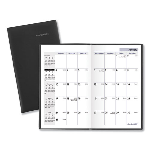 At-A-Glance® Dayminder Pocket-Sized Monthly Planner, Unruled Blocks, 6 X 3.5, Black Cover, 14-Month (Dec To Jan): 2023 To 2025