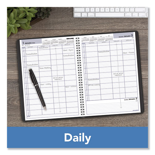 Image of At-A-Glance® Dayminder Four-Person Group Daily Appointment Book, 11 X 8, Black Cover, 12-Month (Jan To Dec): 2024