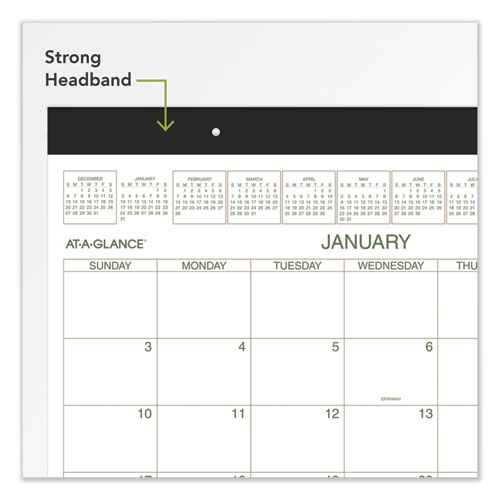 Image of Two-Color Desk Pad, 22 x 17, White Sheets, Black Binding, Clear Corners, 12-Month (Jan to Dec): 2023
