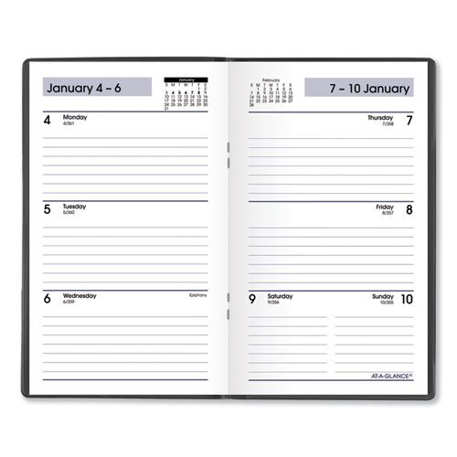 Image of At-A-Glance® Dayminder Weekly Pocket Planner, 6 X 3.5, Black Cover, 12-Month (Jan To Dec): 2024