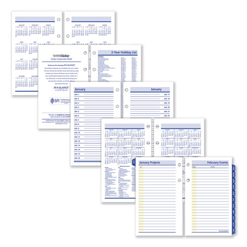 QuickNotes Desk Calendar Refill, 3.5 x 6, White/Yellow/Blue Sheets, 12-Month (Jan to Dec): 2024