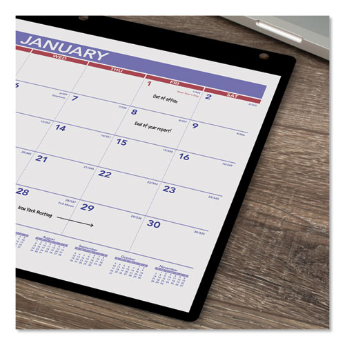 Image of At-A-Glance® Monthly Desk/Wall Calendar With Plastic Backboard And Bonus Pages, 11 X 8, White/Violet/Red Sheets, 12-Month (Jan-Dec): 2024