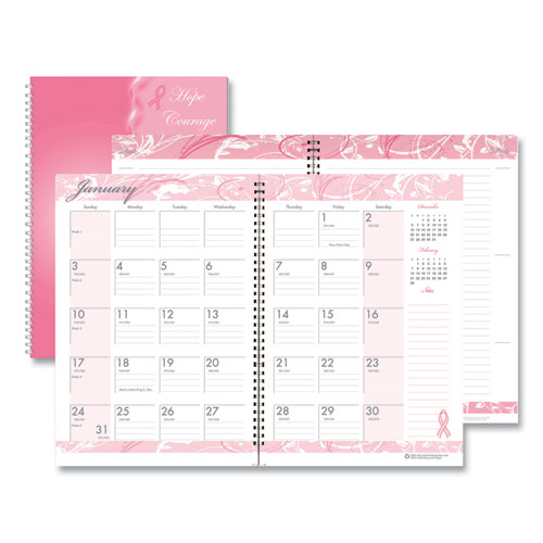 RECYCLED BREAST CANCER AWARENESS MONTHLY PLANNER/JOURNAL, 10 X 7, PINK, 2021