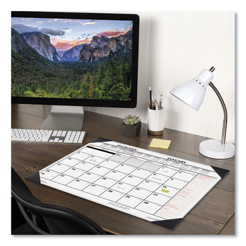 Image of At-A-Glance® Two-Color Monthly Desk Pad Calendar, 22 X 17, White Sheets, Black Corners, 12-Month (Jan To Dec): 2024