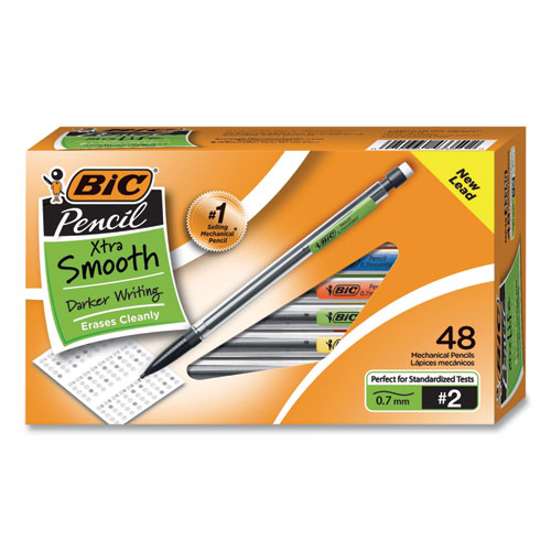 XTRA SMOOTH MECHANICAL PENCIL VALUE PACK, 0.7 MM, HB (#2.5), BLACK LEAD, CLEAR BARREL, 40/PACK