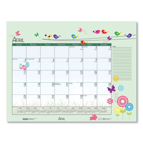 Earthscapes Seasonal Desk Pad Calendar, 22 x 17, Illustrated Holiday, 2022