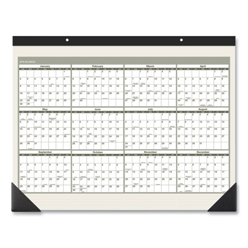 Image of At-A-Glance® Recycled Monthly Desk Pad, 22 X 17, Sand/Green Sheets, Black Binding, Black Corners, 12-Month (Jan To Dec): 2024