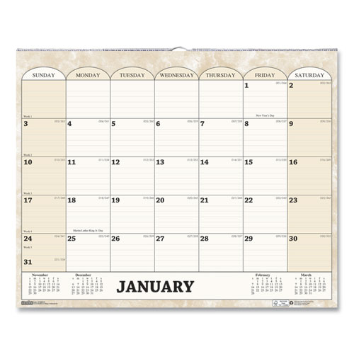 RECYCLED MONTHLY HORIZONTAL WALL CALENDAR, 14.88 X 12, 2021