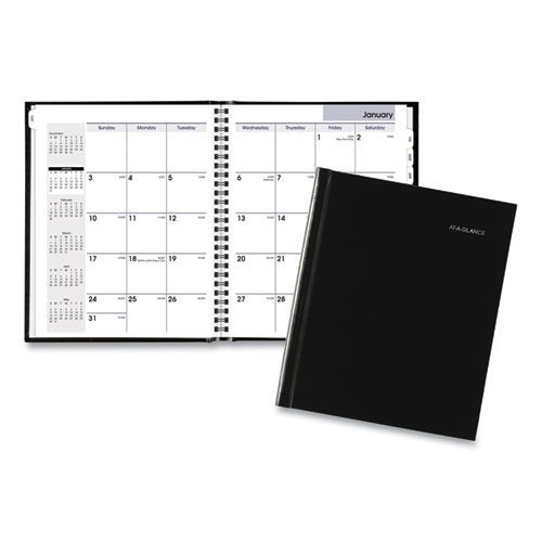 AT-A-GLANCE® Hard-Cover Monthly Planner, 8.5 x 7, Black, 2022