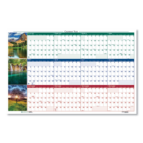 Recycled Earthscapes Nature Scene Reversible Yearly Wall Calendar, 32 x 48, 2022