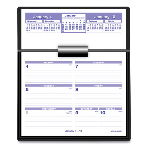 AT-A-GLANCE® Flip-A-Week Desk Calendar and Base, 7 x 5.5, White Sheets, 12-Month (Jan to Dec): 2024