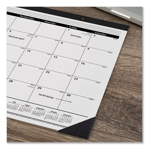 Image of Ruled Desk Pad, 22 x 17, White Sheets, Black Binding, Black Corners, 12-Month (Jan to Dec): 2023