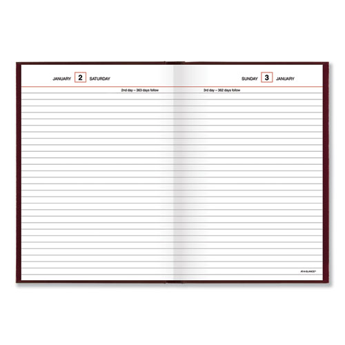 Standard Diary Daily Reminder Book, 2024 Edition, Medium/ College Rule, Red Cover, (201) 8.25 x