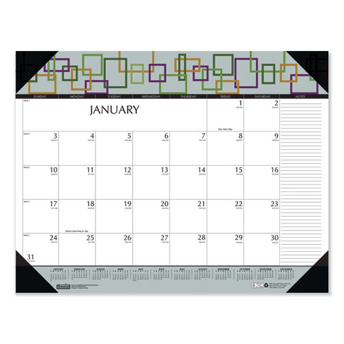 100% Recycled Geometric Desk Pad Calendar, 22 x 17, 2021