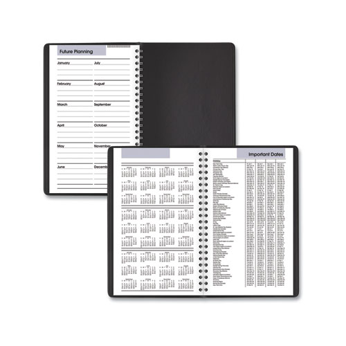 DayMinder Daily Appointment Book, 8.5 x 5.5, Black Cover, 12-Month (Jan to Dec): 2024