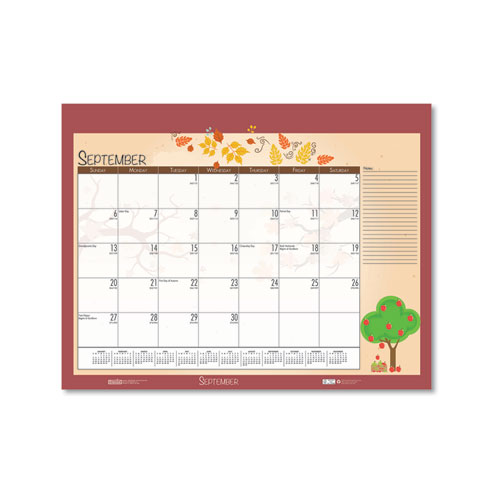 100% Recycled Seasonal Academic Desk Pad Calendar, 22 x 17, 2022-2023