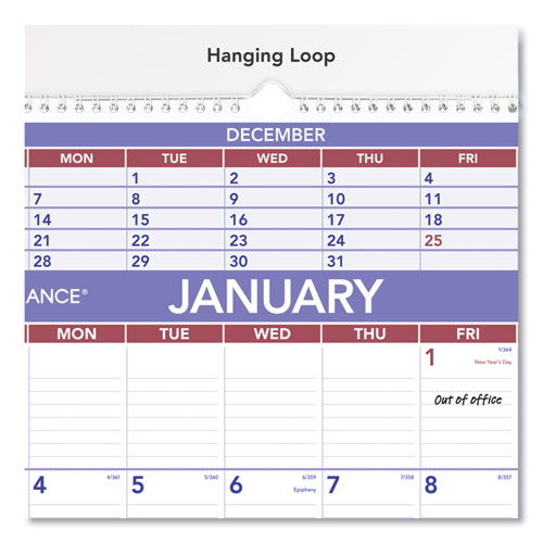 Image of At-A-Glance® Three-Month Wall Calendar, 15.5 X 22.75, White Sheets, 12-Month (Jan To Dec): 2024
