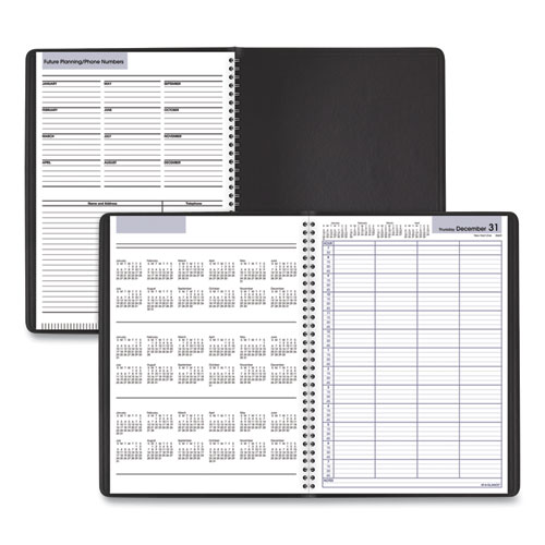 DayMinder Four-Person Group Daily Appointment Book, 11 x 8, Black Cover, 12-Month (Jan to Dec): 2024