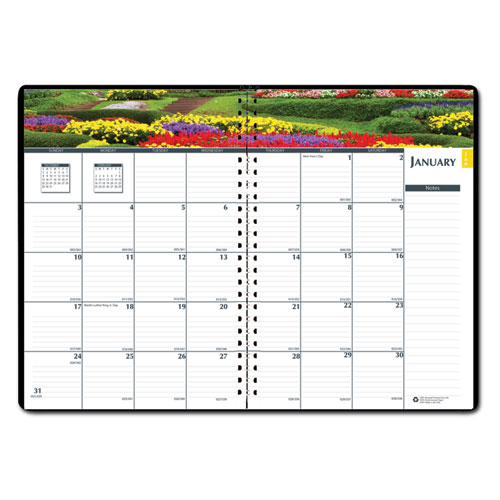 RECYCLED GARDENS OF THE WORLD WEEKLY/MONTHLY PLANNER, 10 X 7, BLACK, 2021