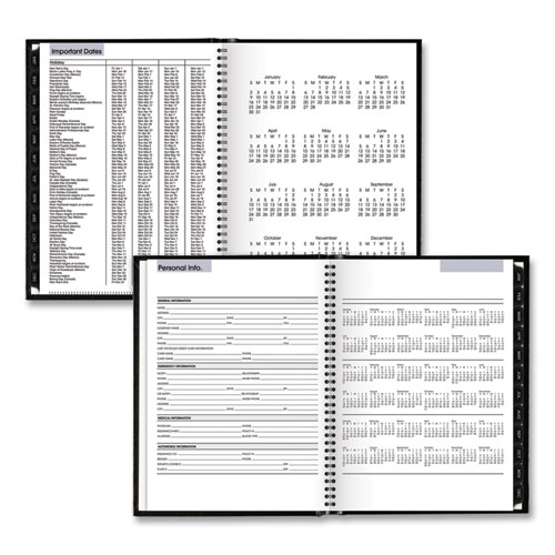 DayMinder Hardcover Weekly Vertical-Column Format Appointment Book, 11 x 8, Black Cover, 12-Month (Jan to Dec): 2024