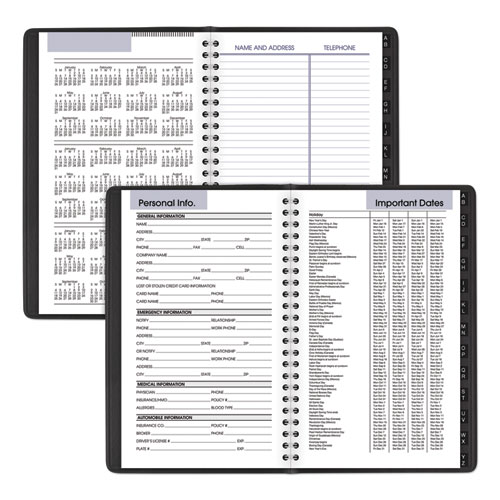 Image of At-A-Glance® Dayminder Block Format Weekly Appointment Book, Tabbed Telephone/Add Section, 8.5 X 5.5, Black, 12-Month (Jan To Dec): 2024
